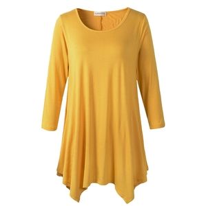 Yellow 3/4 sleeve tunic top